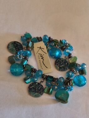 Kim Rogers Blue-Green Beaded Charm Bracelet